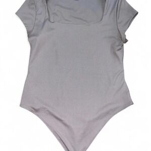 And Now This Brown Beige Bodysuit Women's Large Snap Closure Stretchy Neutral